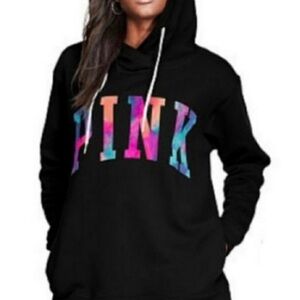VS‎ PINK Victoria’s Secret Watercolor Crossover Tunic Hoodie Sherpa Lined M Rare